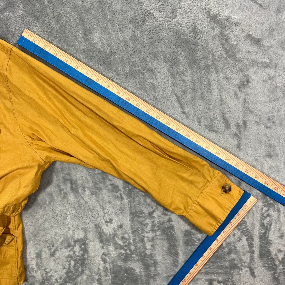 UNIQLO Shirt Jacket Womens L Mustard Yellow Linen Cotton 211-427065 Oversized - Picture 13 of 16
